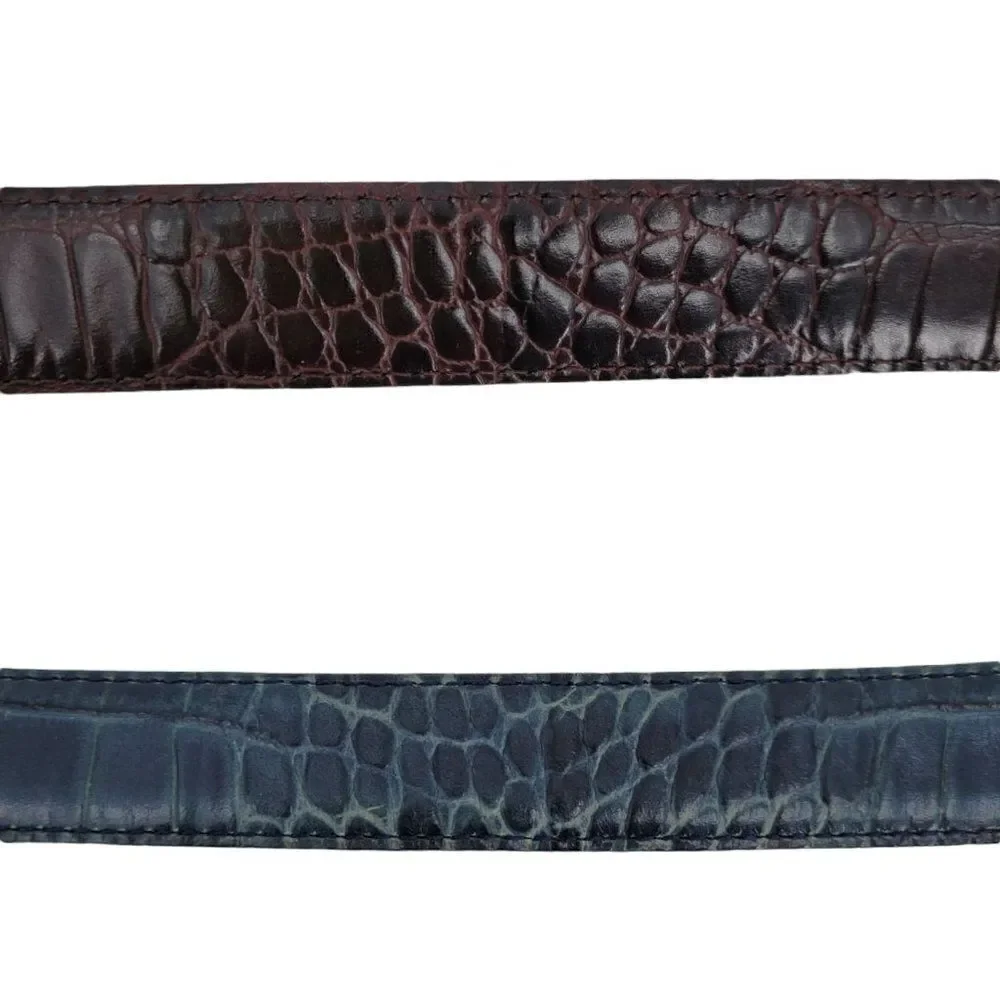 Vtg 80's‎ Brighton Belt Leather Reversible Blue Burgundy 1